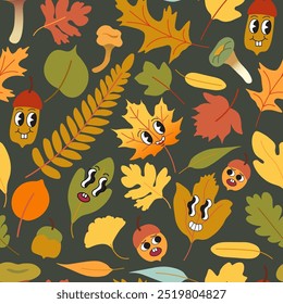 seamless pattern autumn leafs foliage in vector. element for prints poster banner design decor backgrounds wallpaper packaging textile backdrops