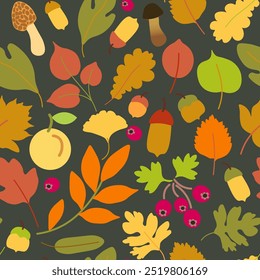 seamless pattern autumn leafs foliage in vector. element for prints poster banner design decor backgrounds wallpaper packaging textile backdrops