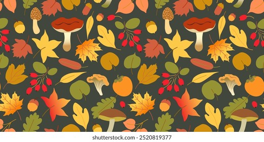 seamless pattern autumn leafs foliage in vector. element for prints poster banner design decor backgrounds wallpaper packaging textile backdrops