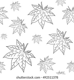Seamless pattern with autumn leafs on light background