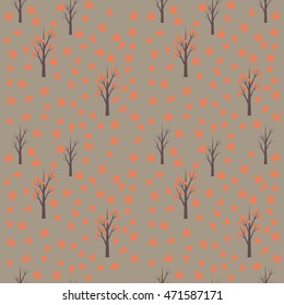Seamless pattern with autumn leafs and trees.