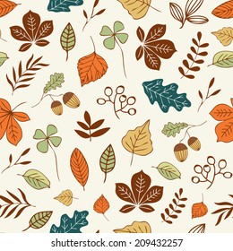 Seamless pattern with autumn leafs. Used for wallpaper, pattern fills, web page background,surface textures.