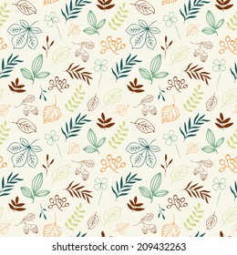 Seamless pattern with autumn leafs. Used for wallpaper, pattern fills, web page background,surface textures.