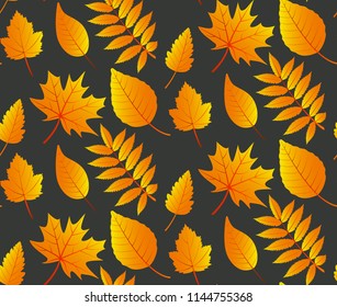 Seamless  pattern with autumn leaves 