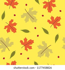 Seamless pattern of autumn leaves