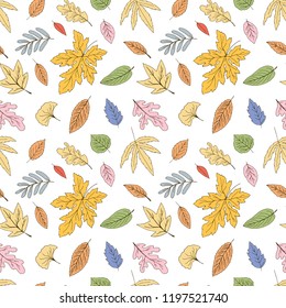 seamless pattern with autumn leaves