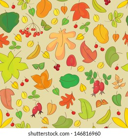 Seamless pattern with autumn leaves 