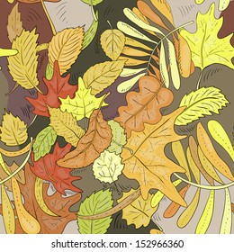 Seamless pattern of autumn leaves