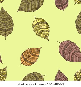 Seamless pattern with autumn leaves