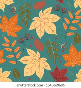 Seamless pattern with autumn leaves.