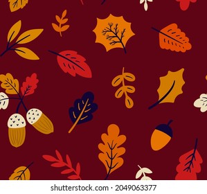 Patrón sin foco con hojas de otoño
