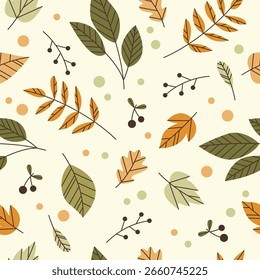seamless pattern with autumn leaves