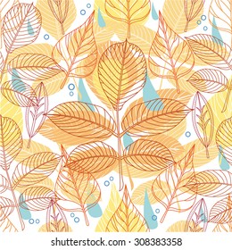 A seamless pattern with autumn leaves 