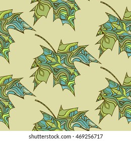 Seamless pattern with autumn leaves