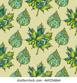 Seamless pattern with autumn leaves