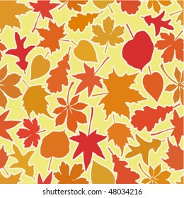 Seamless pattern of autumn leaves