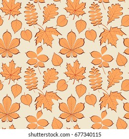 Seamless pattern with autumn leaves