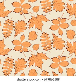 Seamless pattern with autumn leaves