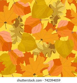 Seamless pattern of autumn leaves.