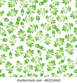 Seamless pattern of autumn leaves and acorns. Vector illustration.