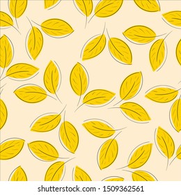 Seamless pattern with autumn leaves, apple and acorns. Perfect for wallpapers, wrapping papers, pattern fills, textile, autumn greeting cards, Thanksgiving Day cards. Hand drawn background. 