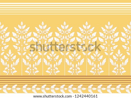 Seamless pattern with autumn leaves In art nouveau style, vintage, old, retro style. Vector illustration In  soft yellow colors..
