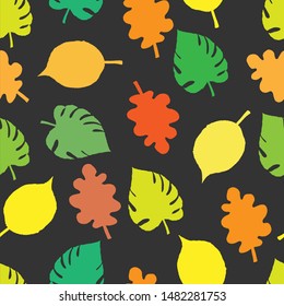 Seamless pattern of autumn leaves background, isolated on white background