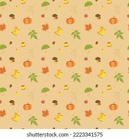 Seamless pattern with autumn leaves, background	
