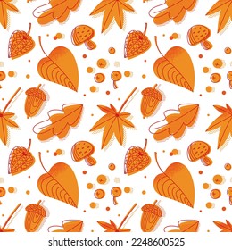 Patrón sin foco con hojas de otoño. Fondo otoñal. Vector. Bueno para imprimir textiles, papel, fondo.