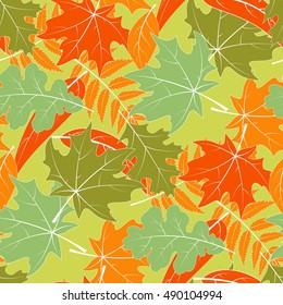 Seamless pattern of autumn leaves. Background of leaves.