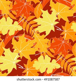 Seamless pattern of autumn leaves. Background of leaves.