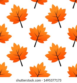 Seamless pattern with Autumn leaves, beautiful maple leaves on white background. vector illustration