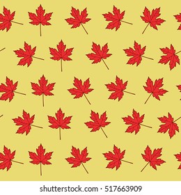 seamless pattern of autumn leaves. a beautiful patern of maple and aspen leaves in flat design, Golden autumn
