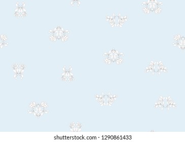 Seamless pattern with autumn leaves and berries In art nouveau style, vintage, old, retro style. Vector illustration In vintage blue and beige colors.