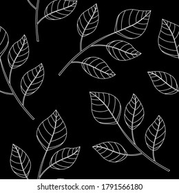 Patrón sin soldadura otoño deja la ilustración del vector de fondo negro