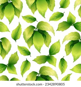 Seamless pattern of autumn leaves and branches. Decorative collection of gradient plants. Hand drawn botanical vector illustration for greeting card, invitation, wallpaper, wrapping paper, fabric