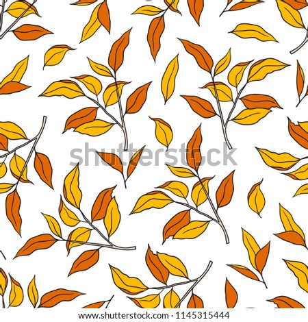 Similar – Yellow autumn leaves pattern on white