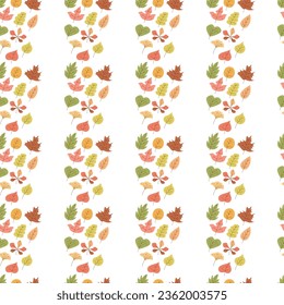 Seamless pattern with autumn leaves. Color flat vector illustration.