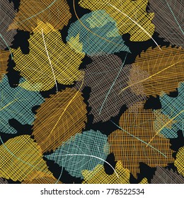 Seamless pattern. Autumn leaves. Color print.