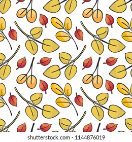 Seamless pattern with autumn leaves. Colorful vector background.