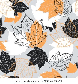 Patrón sin foco con hojas de otoño. Composición contemporánea. Diseño para papel, cubierta, tela, decoración interior y otros usuarios.