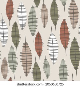 Seamless pattern with autumn leaves. Creative autumn texture for fabric, wrapping, textile, wallpaper, apparel. Vector illustration