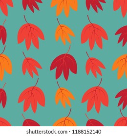 Seamless pattern with autumn leaves. Design for wallpaper, gift paper, pattern fills, web page background, autumn greeting cards. Clipping mask applied. This pattern is available as Swatches.