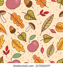 Seamless pattern with autumn leaves. Design element for decoration. Vector illustration