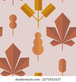Seamless pattern Autumn Leaves design cartoon illustration 