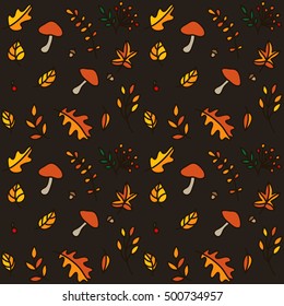 Seamless pattern with autumn leaves, design elements. Leaves pattern greeting cards, scrapbooking, print, gift wrap, manufacturing, fabric.