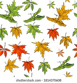 Seamless pattern with autumn leaves. Endless texture for your design