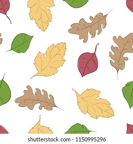 Seamless pattern with autumn leaves, Fabric Textile Pattern vector illustration
