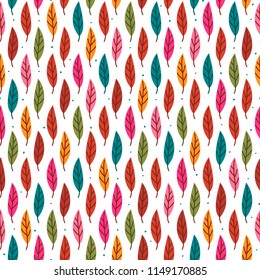 Seamless pattern with autumn leaves. Fall background. Vector wallpaper.