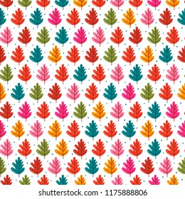 Seamless pattern with autumn leaves. Fall background. Vector wallpaper.